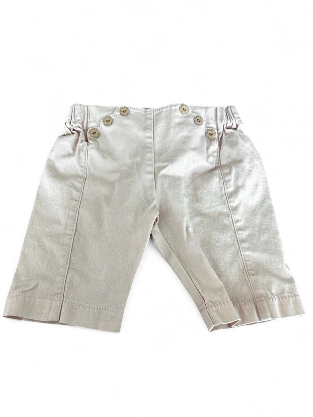 Kids Neutral Button-Front Cotton Shorts
